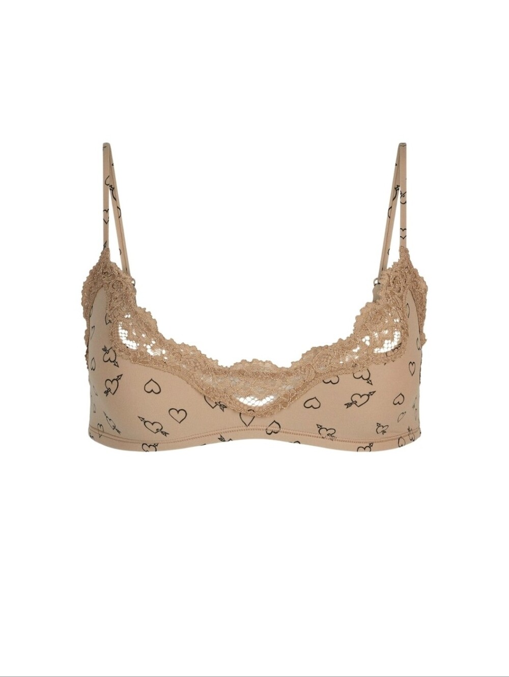 NWT SKIMS Fits Everybody Lace Scoop Bralette Mica Sketched Hearts Small